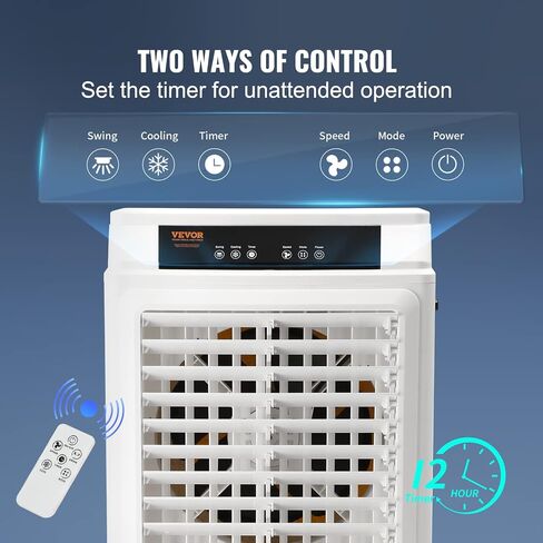 VEVOR Evaporative Air Cooler,1400 CFM 11X31 inch Air Cooler,3 Speeds Cooler Portable Air Conditioner,Energy-Saved Swamp Cooler for party,pool and patio,5 Gal Water Tank & 550 Sq.Ft in Saudi Arabia