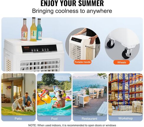 VEVOR Evaporative Air Cooler,1400 CFM 11X31 inch Air Cooler,3 Speeds Cooler Portable Air Conditioner,Energy-Saved Swamp Cooler for party,pool and patio,5 Gal Water Tank & 550 Sq.Ft in Saudi Arabia