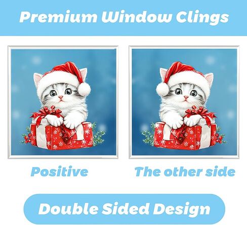 72 قطعة من ملصقات نافذة عيد الميلاد، ملصقات نافذة قطة عيد الميلاد لطيف مزدوج الجوانب ملون على شكل حيوان شجرة عيد الميلاد ندفة الثلج لمستلزمات العطلات المنزلية وديكور زجاج النافذة 9 ورقات in Kuwait