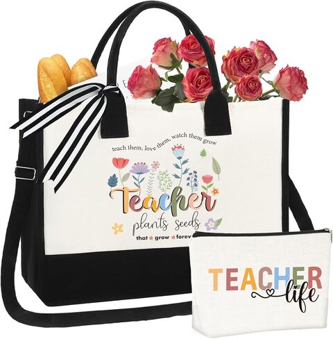 هدايا عيد الميلاد الستين للنساء هدايا عيد الأم 1964 حقيبة حمل للنساء من القماش وحقيبة مكياج مع حقيبة مدرسية بسحاب للزوجة والأم والجدة in Kuwait