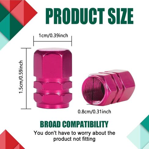 8PCS Car Tire Valve Stem Caps, Air Caps Cover, Aluminum Alloy Wheel Valve Covers with Rubber O-Ring, Corrosion Resistant Leak-Proof Tire Air Cap Set, Universal for Most Vehicles (Pink, 8pcs) in Saudi Arabia