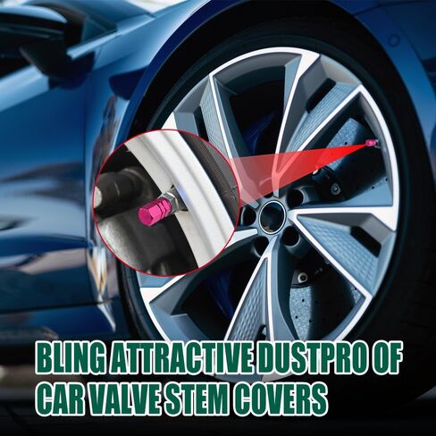 8PCS Car Tire Valve Stem Caps, Air Caps Cover, Aluminum Alloy Wheel Valve Covers with Rubber O-Ring, Corrosion Resistant Leak-Proof Tire Air Cap Set, Universal for Most Vehicles (Pink, 8pcs) in Saudi Arabia