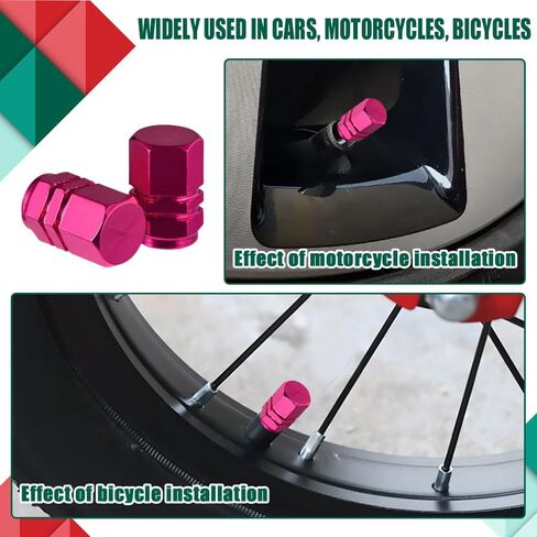 8PCS Car Tire Valve Stem Caps, Air Caps Cover, Aluminum Alloy Wheel Valve Covers with Rubber O-Ring, Corrosion Resistant Leak-Proof Tire Air Cap Set, Universal for Most Vehicles (Pink, 8pcs) in Saudi Arabia