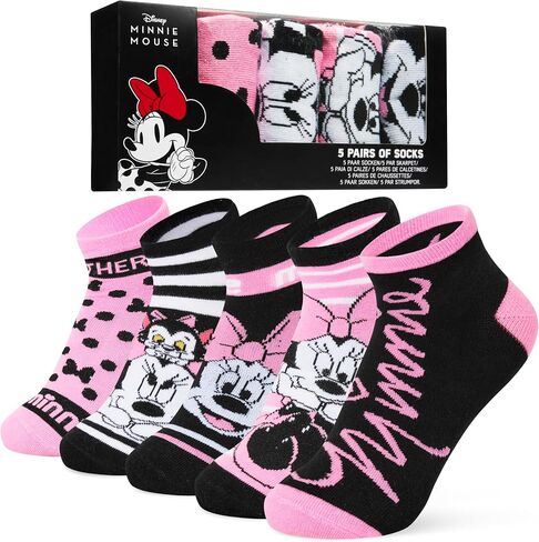 Disney Womens Ankle Socks, Soft and Breathable Socks Pack of 5 - Gifts for Her in Saudi Arabia