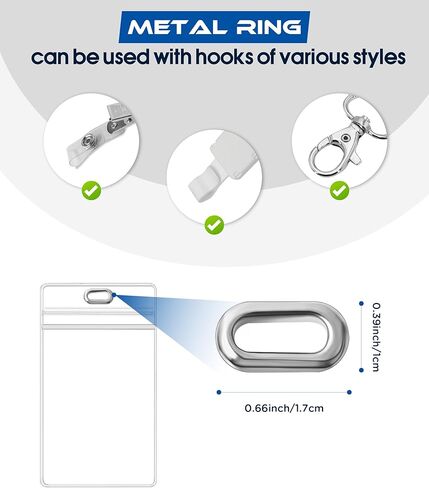 8 عبوات من حامل شارات الهوية شديدة التحمل، حلقة معدنية إضافية، حامل شارة عمودي، 4.5 بوصة × 2.7 بوصة، حامل بطاقة، حامل بطاقة الاسم، بلاستيك قابل للغلق مقاوم للماء، حلقة دائرية in Kuwait