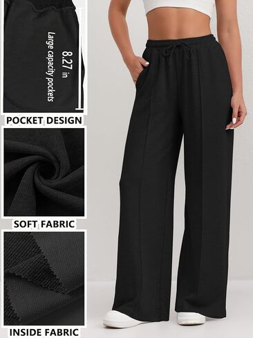 Fancysters Womens Wide Leg Sweatpants High Waisted Baggy Flared Pants Drawstring Athletic Joggers with Pockets in Saudi Arabia