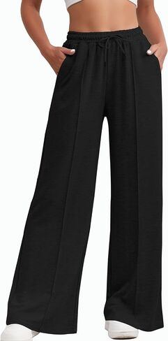 Fancysters Womens Wide Leg Sweatpants High Waisted Baggy Flared Pants Drawstring Athletic Joggers with Pockets in Saudi Arabia