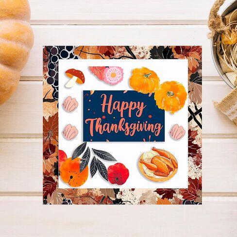 24 Sheets Thanksgiving Day Scrapbook Paper, 6''×6'' Pumpkin Maple Leaves Single -Sided Autumn Themed Decorative Craft Paper for Card Making Origami DIY Journal Album Supplies (T2011) in Saudi Arabia