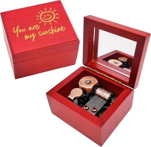 صندوق الموسيقى الخشبي المحفور بالليزر You are My Sunshine للزوجة/الفتيات آلية الرياح صندوق موسيقي لعيد الميلاد/عيد الميلاد/عيد الحب in Saudi Arabia