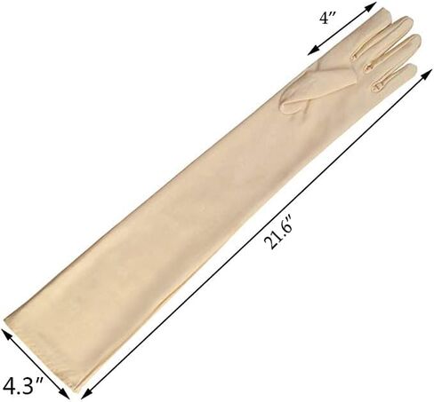 SEVENHEAD Women's Multicolor Extended Dress Satin Wedding Performance Dance Finger Gloves 21.6" in Saudi Arabia