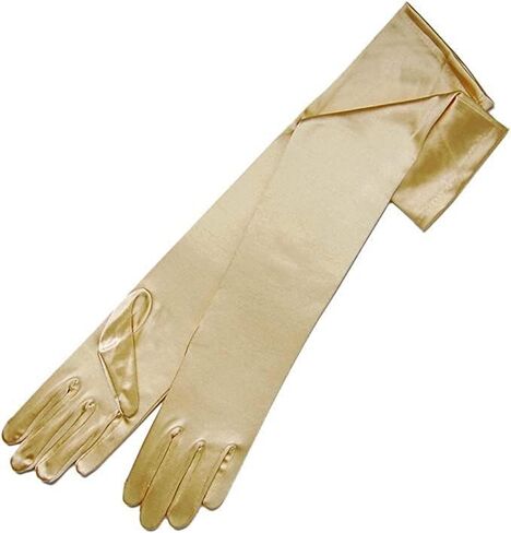 SEVENHEAD Women's Multicolor Extended Dress Satin Wedding Performance Dance Finger Gloves 21.6" in Saudi Arabia