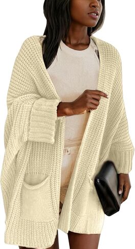 Womens Oversized Cardigan Sweaters Chunky Knit Open Front Long Sweater Coat 2024 Fall Jackets with Pockets in Saudi Arabia