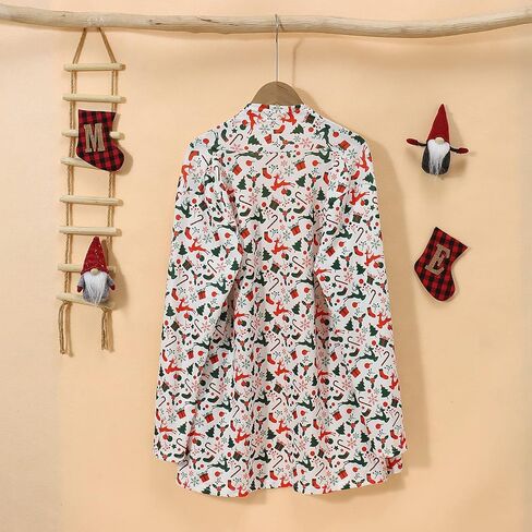 BOUTIKOME سترة عيد الميلاد للنساء سترة شجرة عيد الميلاد القبيحة كم طويل قميص الجبهة المفتوحة الجبهة حجم كبير عطلة القمم in Kuwait