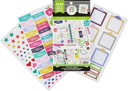 Happy Planner 30 Sheet Sticker Book 4 Pack Bundle - 4 Different Sticker Books for Calendars, Journals, Projects - Multi-Color, Easy Peel - Teacher Bundle, Over 5000 Stickers Included in Saudi Arabia