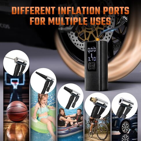 ضاغط هواء محمول لنفخ الإطارات، مضخة هواء لضغط الإطارات 120 رطل لكل بوصة مربعة لإطارات السيارات، مضخة هواء نفخ لاسلكية مع مقياس ضغط رقمي للسيارة والشاحنات والدراجات والدراجات النارية والكرة والمزيد in Kuwait