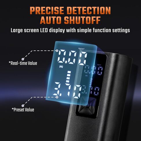 ضاغط هواء محمول لنفخ الإطارات، مضخة هواء لضغط الإطارات 120 رطل لكل بوصة مربعة لإطارات السيارات، مضخة هواء نفخ لاسلكية مع مقياس ضغط رقمي للسيارة والشاحنات والدراجات والدراجات النارية والكرة والمزيد in Kuwait