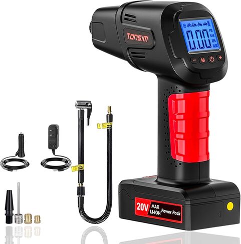 TONSIM 20V منفاخ الإطارات المحمولة ضاغط الهواء مضخة الهواء لإطارات السيارات 150PSI ضاغط الهواء القابلة لإعادة الشحن مضخة إطارات الدراجة المحمولة منفاخ الإطارات المحمولة للسيارة والدراجات النارية والدراجات وأكثر من ذلك in Kuwait