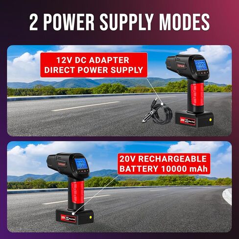 TONSIM 20V منفاخ الإطارات المحمولة ضاغط الهواء مضخة الهواء لإطارات السيارات 150PSI ضاغط الهواء القابلة لإعادة الشحن مضخة إطارات الدراجة المحمولة منفاخ الإطارات المحمولة للسيارة والدراجات النارية والدراجات وأكثر من ذلك in Kuwait