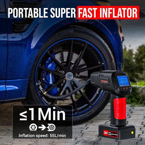 TONSIM 20V منفاخ الإطارات المحمولة ضاغط الهواء مضخة الهواء لإطارات السيارات 150PSI ضاغط الهواء القابلة لإعادة الشحن مضخة إطارات الدراجة المحمولة منفاخ الإطارات المحمولة للسيارة والدراجات النارية والدراجات وأكثر من ذلك in Kuwait