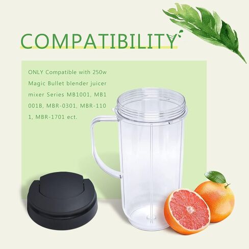 22oz Blender Cups Replacement Compatible with Magic Bullet, Tall 22oz Cup w/Flip Top To-Go Lid Replacement Compatible with Magic Bullet 250w Blender in Kuwait