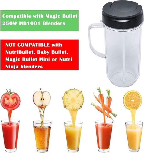 22oz Blender Cups Replacement Compatible with Magic Bullet, Tall 22oz Cup w/Flip Top To-Go Lid Replacement Compatible with Magic Bullet 250w Blender in Kuwait