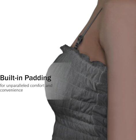 Womens Summer Trendy Sleeveless Y2K Ruffle Crop Top Square Neck Detachable Spaghetti Strap with Built in Bras in Saudi Arabia