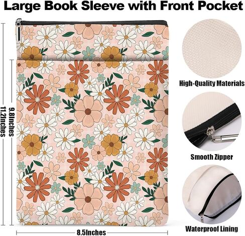 Book Lovers Book Sleeve, Book Accessories Bookish Gifts Book Gifts Friendship Christmas Birthday Gifts for Women Floral Lovers Her Grandma, Aesthetic Book Pouch Book Protector, Retro Daisy Flowers in Saudi Arabia