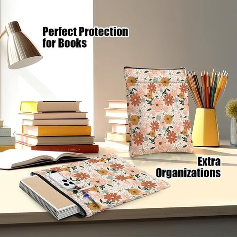 Book Lovers Book Sleeve, Book Accessories Bookish Gifts Book Gifts Friendship Christmas Birthday Gifts for Women Floral Lovers Her Grandma, Aesthetic Book Pouch Book Protector, Retro Daisy Flowers in Saudi Arabia