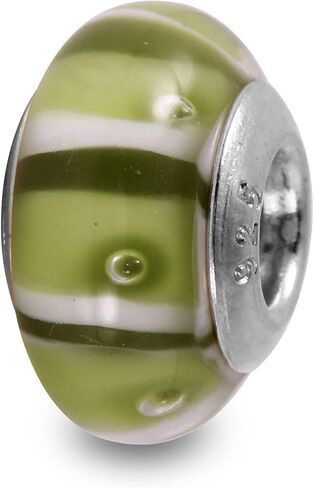 Galaxy Gold GG سحر زجاج مورانو أصلي يناسب أساور Pandora Charm، 925 الفضة الاسترليني الملونة دوامة قوس قزح الأخضر كاتربيلر سحر الخرزة الزجاجية الأصلية للسوار والقلادة in Kuwait