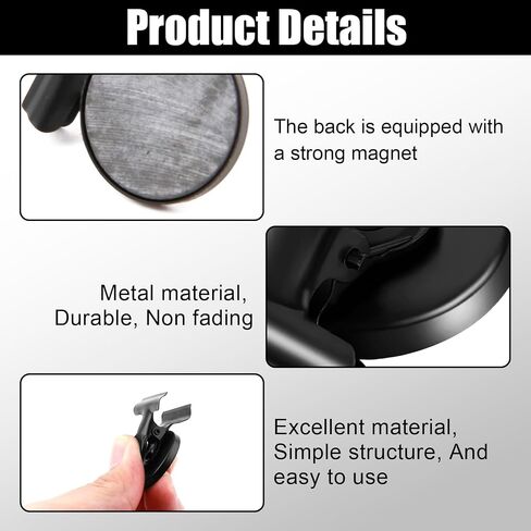 12Pcs Black Fridge Magnets Magnetic Clips, Two Types of List Display Paper Fasteners, Small Magnetic Accessories for Whiteboard Office Classroom Map Kitchen Office Locker (Cylindrical and Clips) in Saudi Arabia