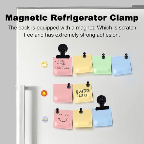 12Pcs Black Fridge Magnets Magnetic Clips, Two Types of List Display Paper Fasteners, Small Magnetic Accessories for Whiteboard Office Classroom Map Kitchen Office Locker (Cylindrical and Clips) in Saudi Arabia