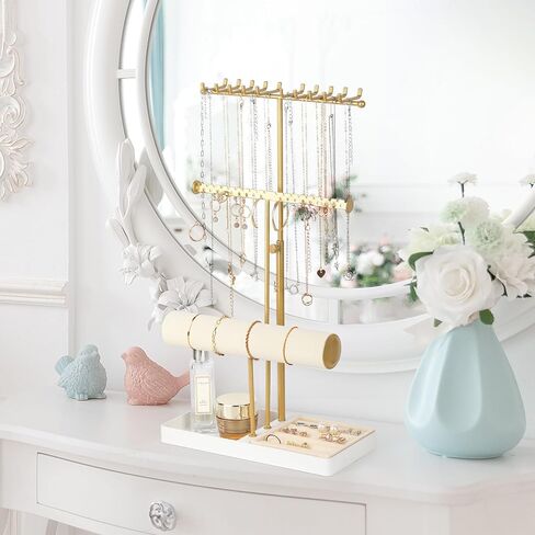 Tirzah Jewelry Organizer Stand for Necklace, Earrings, Bracelet, Earring Display Tower, Jewelry Storage Rack (Brown) in Kuwait