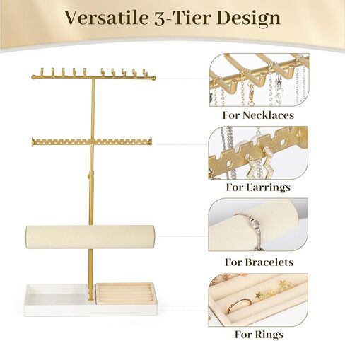 Tirzah Jewelry Organizer Stand for Necklace, Earrings, Bracelet, Earring Display Tower, Jewelry Storage Rack (Brown) in Kuwait