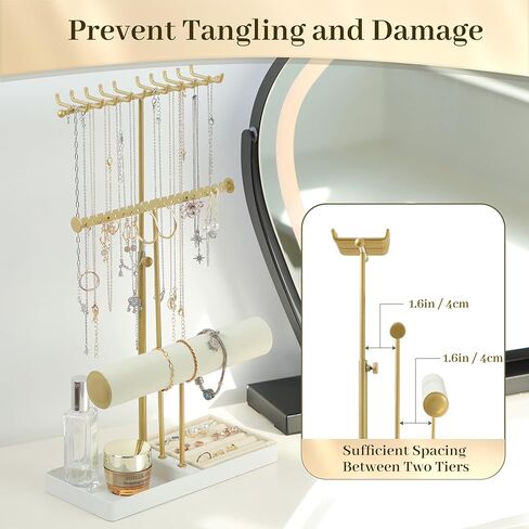 Tirzah Jewelry Organizer Stand for Necklace, Earrings, Bracelet, Earring Display Tower, Jewelry Storage Rack (Brown) in Kuwait