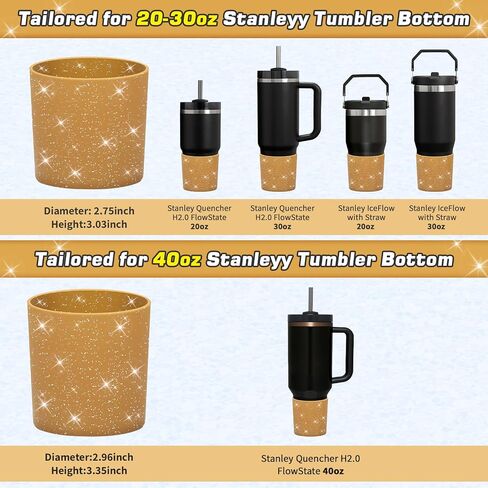 حذاء WUQID لامع من السيليكون العالي متوافق مع Stanley Quencher H2.0 40oz 30oz 20oz & IceFlow Flip 30oz 20oz، أكواب بهلوان مضادة للانزلاق غطاء الأكمام السفلي in Kuwait