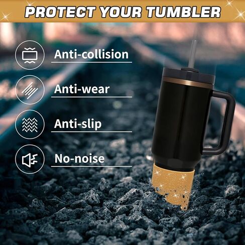 حذاء WUQID لامع من السيليكون العالي متوافق مع Stanley Quencher H2.0 40oz 30oz 20oz & IceFlow Flip 30oz 20oz، أكواب بهلوان مضادة للانزلاق غطاء الأكمام السفلي in Kuwait