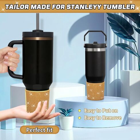 حذاء WUQID لامع من السيليكون العالي متوافق مع Stanley Quencher H2.0 40oz 30oz 20oz & IceFlow Flip 30oz 20oz، أكواب بهلوان مضادة للانزلاق غطاء الأكمام السفلي in Kuwait