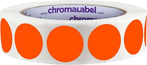 ChromaLabel 1 Inch Circle Labels, High Visibility Sticky Dots, Permanent Colored Dot Stickers Easy to Write on Labels - 1000 Sticker Dots per Roll, Matte Finish Fluorescent Red-Orange Circle Stickers in Saudi Arabia