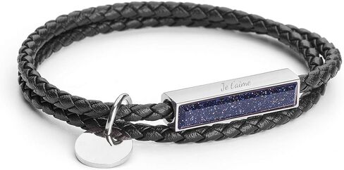 POSHFEEL Mens Je t'aime Bracelet Leather Rope Personalized Custom Name Stainless Steel Bar Bracelet Gift for Him in Saudi Arabia