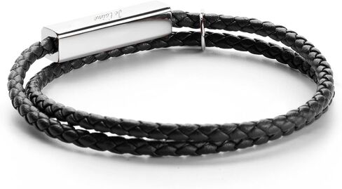 POSHFEEL Mens Je t'aime Bracelet Leather Rope Personalized Custom Name Stainless Steel Bar Bracelet Gift for Him in Saudi Arabia