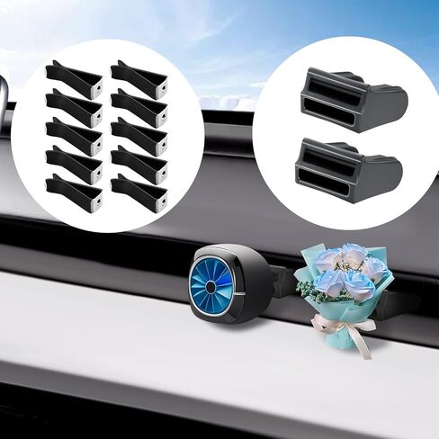 10 Pieces Square Head Car Vent Clips + 2 Adapters for Tesla Model 3 Model Y - Air Freshener Adapter Designed (Air Freshener NOT Included) (2017-2022 Model 3|2020-2024 Model Y|Silicon) in Saudi Arabia