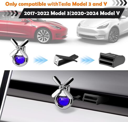 10 Pieces Square Head Car Vent Clips + 2 Adapters for Tesla Model 3 Model Y - Air Freshener Adapter Designed (Air Freshener NOT Included) (2017-2022 Model 3|2020-2024 Model Y|Silicon) in Saudi Arabia