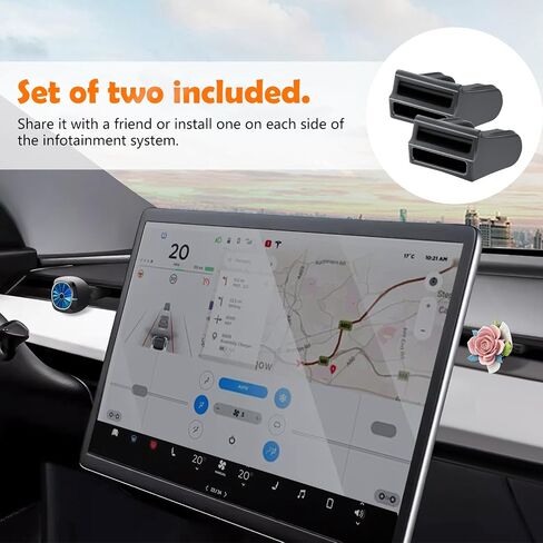 10 Pieces Square Head Car Vent Clips + 2 Adapters for Tesla Model 3 Model Y - Air Freshener Adapter Designed (Air Freshener NOT Included) (2017-2022 Model 3|2020-2024 Model Y|Silicon) in Saudi Arabia