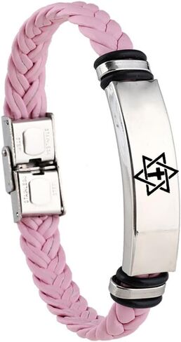 YLYYJ Star of David Cross Leather Bracelet for Men Women,Stainless Steel Braided Leather Cross Messianic Menorah Star of David Cuff Bracelets Bangle Amulet Jewelry Gift for Him Her in Saudi Arabia