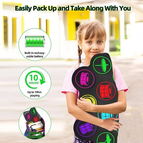 9-Pads Electronic Drum Set with Headphone Jack Speaker Drumsticks & Pedals, Holiday Gifts for Kids in Saudi Arabia
