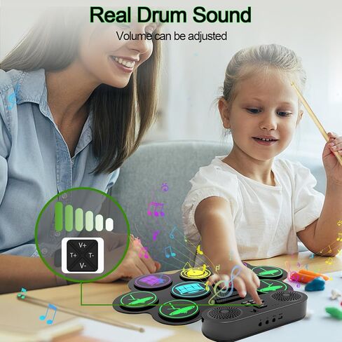 9-Pads Electronic Drum Set with Headphone Jack Speaker Drumsticks & Pedals, Holiday Gifts for Kids in Saudi Arabia