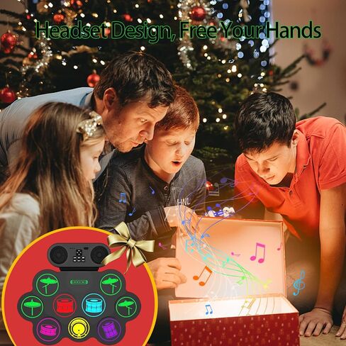9-Pads Electronic Drum Set with Headphone Jack Speaker Drumsticks & Pedals, Holiday Gifts for Kids in Saudi Arabia