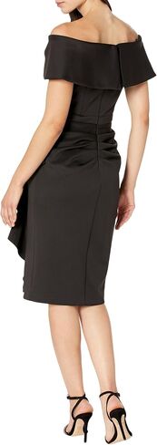 Xscape Off-The-Shoulder Bow Short Scuba with Ruffle in Saudi Arabia