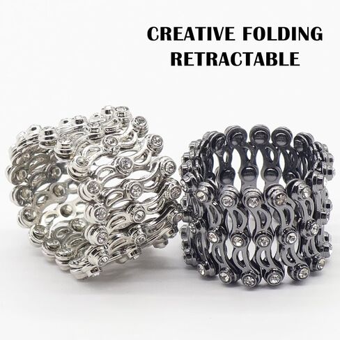 Folding Retractable Ring Bracelet 2 in 1 Jewelry Accessories that Turns into Bracelet Flexible Link Bracelet Ring Fashion Transformable Finger Ring Tennis Stretch bracelets Jewelry Gifts in Saudi Arabia