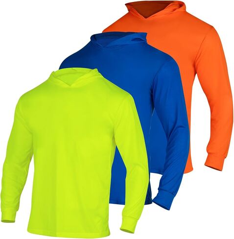 VENDACE High Visibility Safety Long Sleeve Shirts for Men 3 Pack Hi Vis Construction Work Shirts with Hood(MIX,3XL) in Kuwait